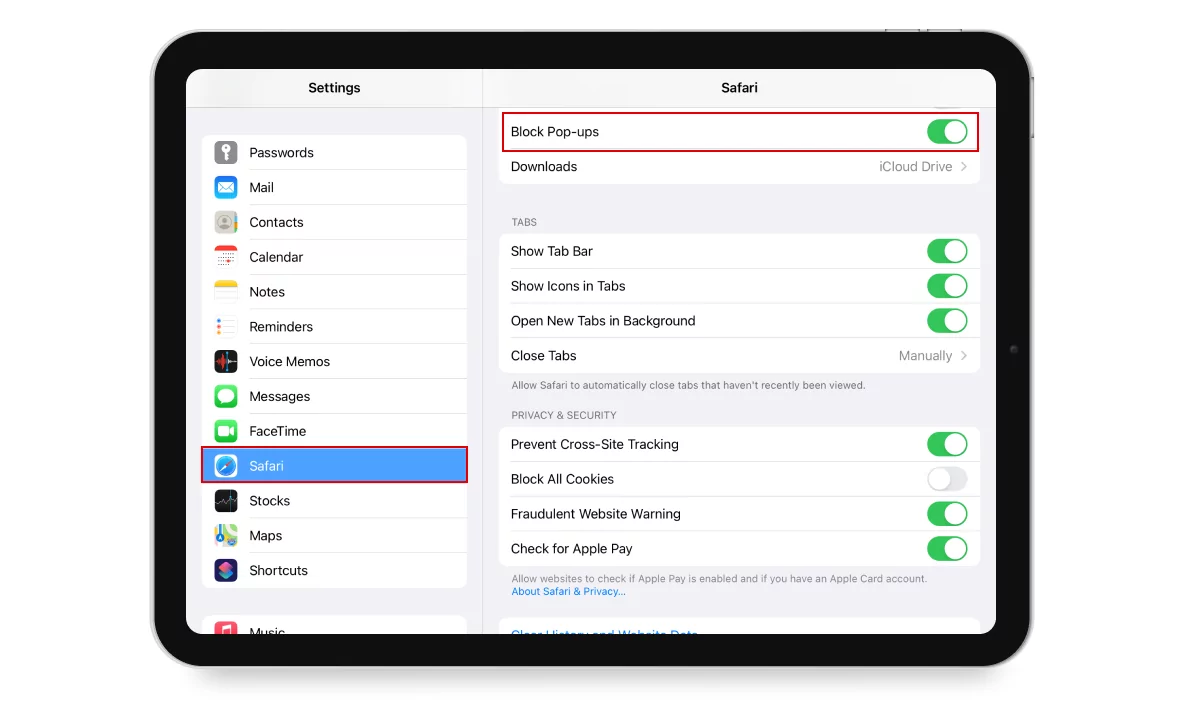 How to Stop Pop-ups on iPad in Safari