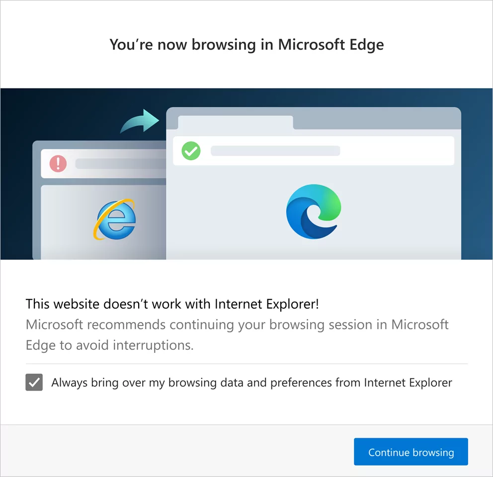 IE redirect to Microsoft Edge