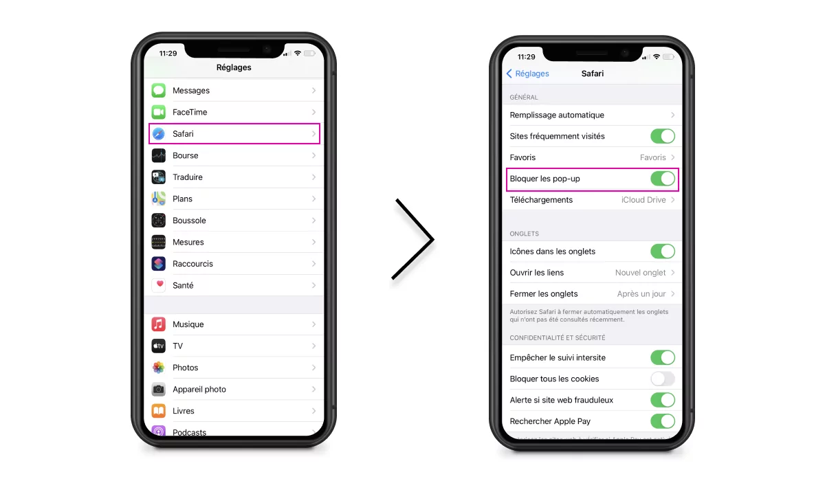 Supprimer des pop-up sur iPhone ou iPad